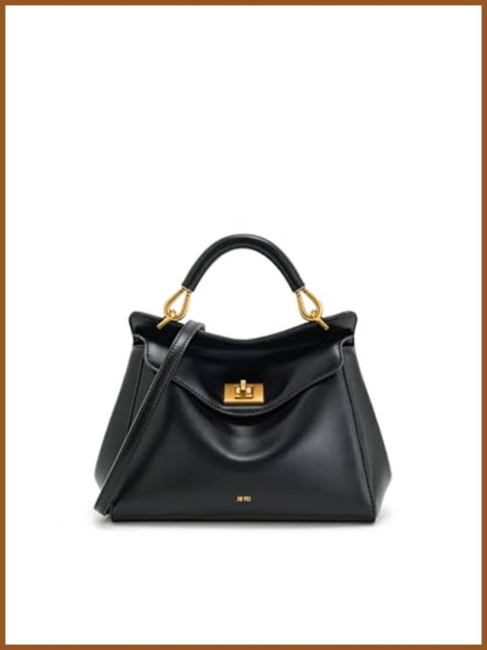 Vegan Leather Trapezoid Top-Handle Handbag Crossbody Detachable Strap